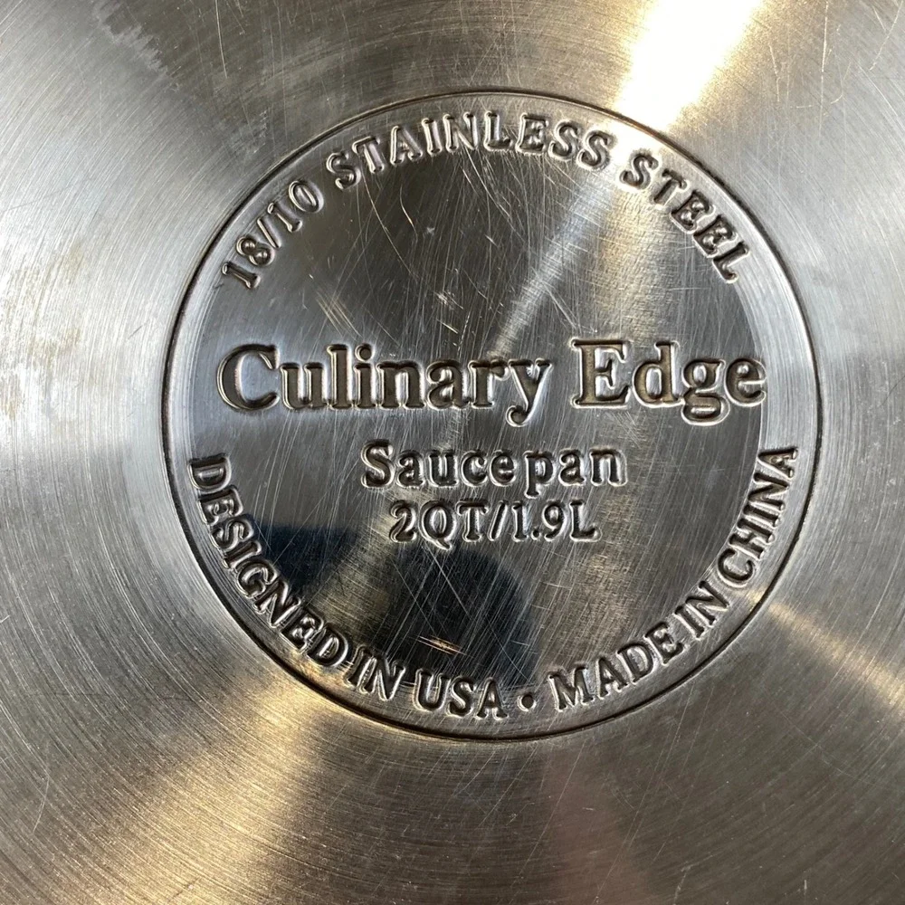 Culinary Edge 2 Qt Saucepan 18 10 Stainless Steel Glass Lid 1.9L